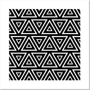 Black and white seamless triangular shaped patterns Posters and Art